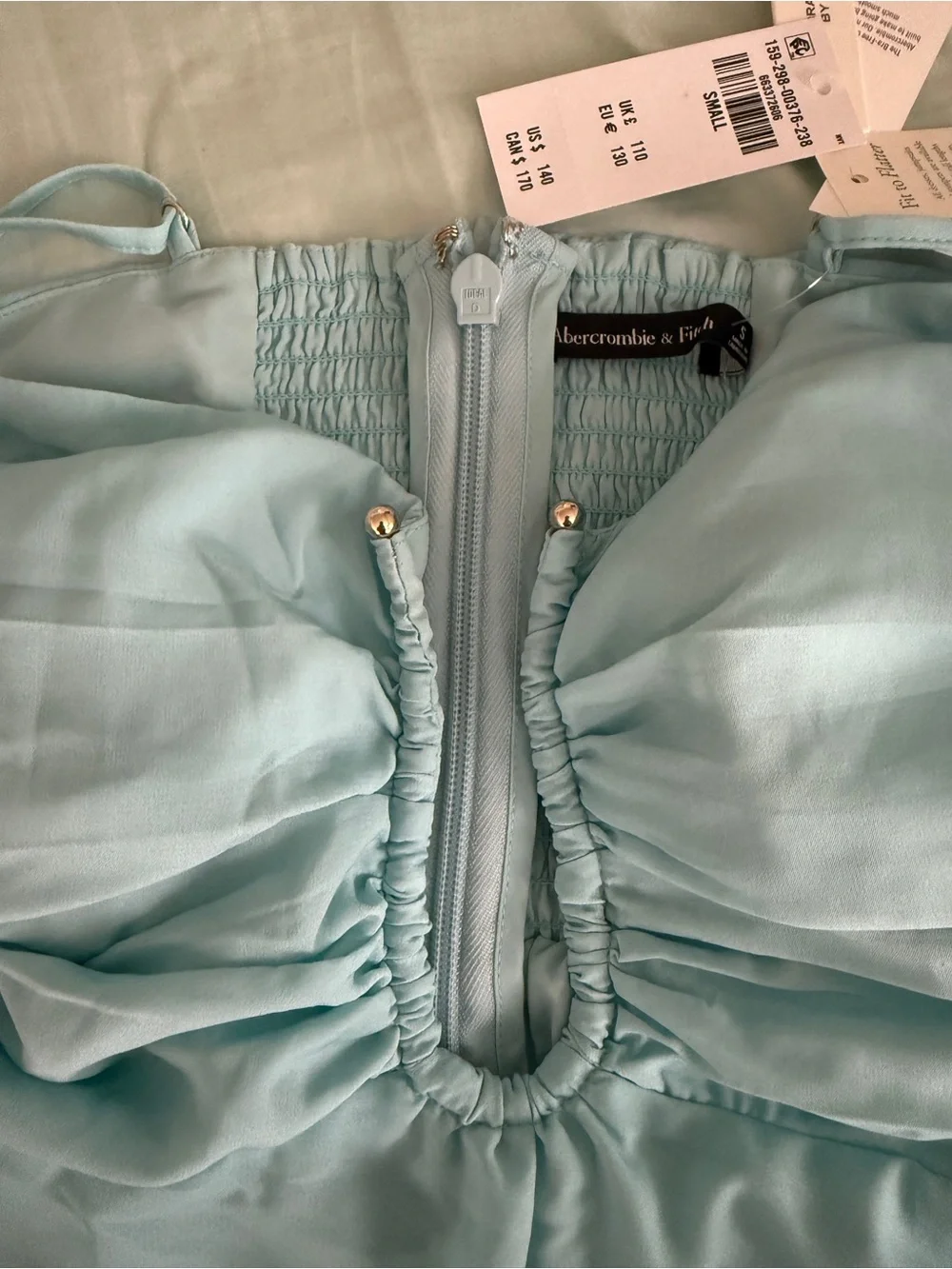 Abercrombie & Fitch Turquoise Ombré Silver Hardware Cut Out Maxi Dress Bra-Free